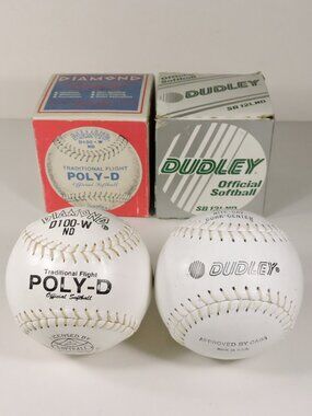 2 Official Softball - Diamond D100-W & Dudley SB-12LND - New In Box